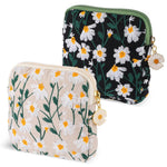 HASTHIP® Daisy Bolsa para Toallas Femeninas,2 Piezas,Bolsa de Almacenamiento para Toallas Sanitarias Algodón Bordado