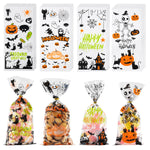HASTHIP® Halloween Cellophane Treat Bags, 100pcs Trick or Treat Goody Gags with Twists for Snacks Cookies Packing, Goodie Bags Party Supplies