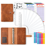 HASTHIP File Folders for Documents with 12 Envelopes and 6 Ring Binder | A6 PU Leather Notebook Set