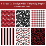 HASTHIP Gift Wrapping Paper for Valentine’s Day and Parties featuring 12 Sheets 26.7x16.7 in | Heart and Love Designs for Craft & Gift Packing