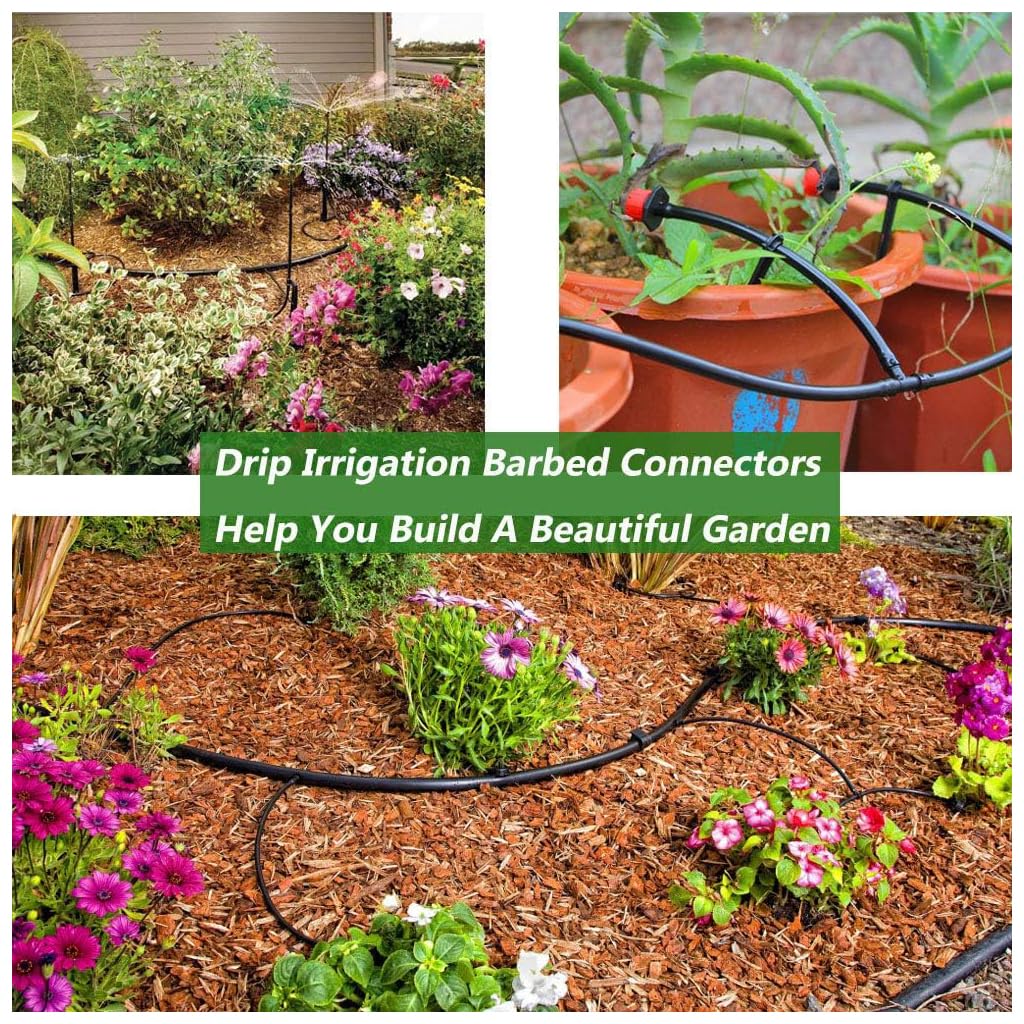 HASTHIP Plants Drip Irrigation Kit for Gardens and Lawns with 200 Piece 1/4 Inch Connectors