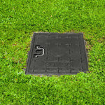 HASTHIP Manhole Cover for Underground Water Tanks featuring Metal Handle 12 x 12 in Black