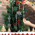 HASTHIP Christmas Tree Hanging Ornaments for Festive Decor featuring 18pcs Crystal Acrylic Snowflake and Icicle Designs