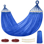 HASTHIP® Proberos Hamaca Exterior para Adultos y Niños de Seda Helada Reforzada de Nailon Tipo Paracaídas Transpirable para Árbol, Plegable para Playa, Balcón y Camping (190x130cm, Azul)
