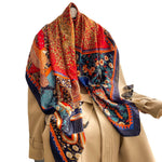 HASTHIP® Bufanda Cuadrada de Satén para Mujer 110x110 cm,Imitación Seda Suave y Ligera,Pañuelo de Cuello y Cabeza Multicolor con Estampado Árbol la Vida Accesorio Elegante para Pelo