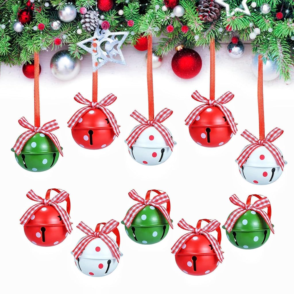 HASTHIP® 24 Pieces of Christmas Bells with Ribbon and Metal Hollow-Out Craftsmanship