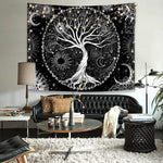 HASTHIP Tree of Life Tapestry for Bedroom featuring HD Galaxy Print and 51.2×59.1 in Size | Black and White Polyester Wall Hanging
