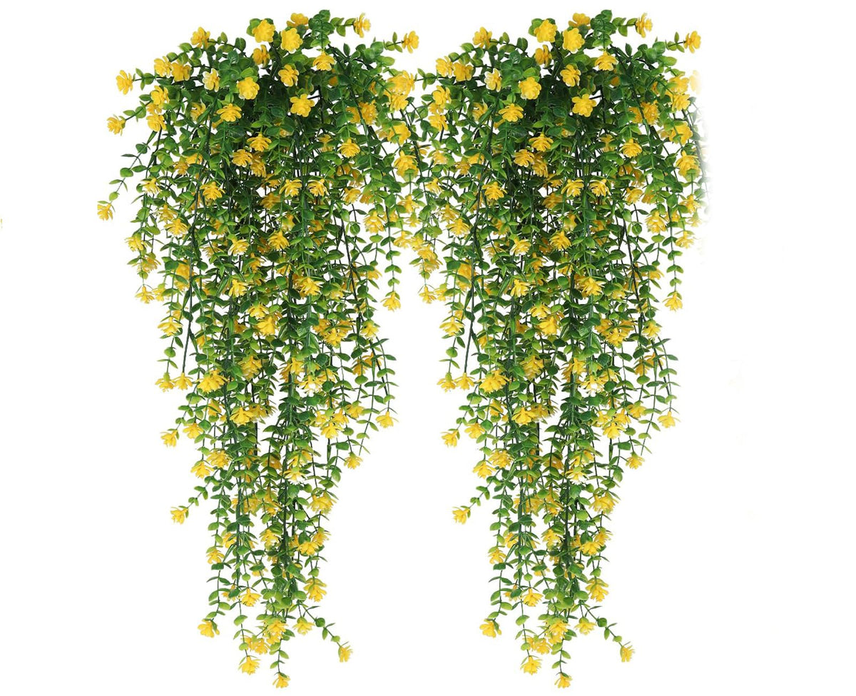 HASTHIP® 2Pcs Realistic Eucalyptus Flower Vine Balcony Flower Decor 30.7 Inches Realistic Flower Hangings Wall Decoration Artificial Eucalyptus Flower Vine Home Decoration Garden Decorative Flower