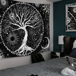HASTHIP Tree of Life Tapestry for Bedroom featuring HD Galaxy Print and 51.2×59.1 in Size | Black and White Polyester Wall Hanging