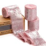 HASTHIP Chiffon Fringe Ribbon for DIY Crafts and Weddings featuring Metallic Silk 1.7x4.9 Yard Roll