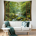 HASTHIP Window Tapestry with Landscape Print for Bedroom & Living Room