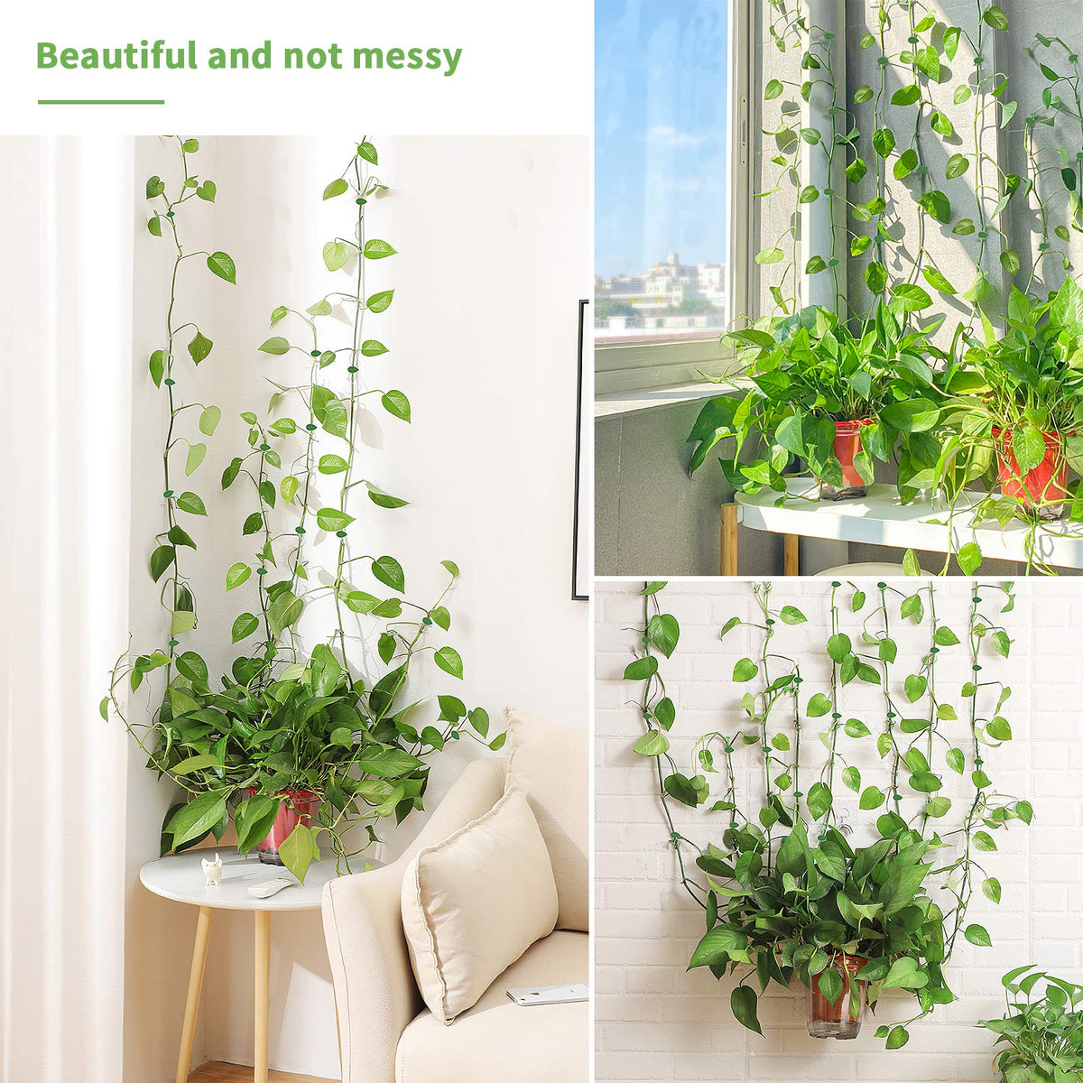 20Pcs Wall Fixture Clips for Plant Climbing, Vine Plant Climbing Wall Fixer Self-Adhesive Hook, Wall Vines Fixture Wall Hook Vines Climbing Clip for Home