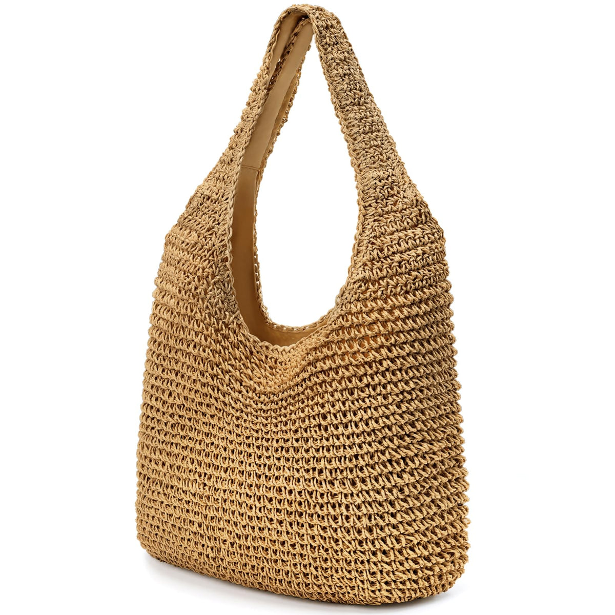 HASTHIP® Bolsa de Playa de Paja para Mujer,Bolso Hombro Grande Hecho a Mano,Estilo Boho Tote Verano Tejido para Vacaciones Picnic y Viajes