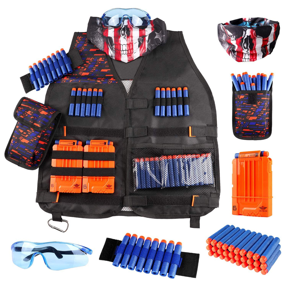 HASTHIP® PATPAT Kit de Chaleco Táctico para Jóvenes, Equipo de Lanzadores para Niños y Niñas, Set de Lanzadores para Niños de 6 Años Regalos de Cumpleaños y Navidad - Naranja