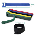 HASTHIP Cable Ties for Cable Management with Hook and Loop Design 30 pcs 15 cm Nylon | 5 Colors
