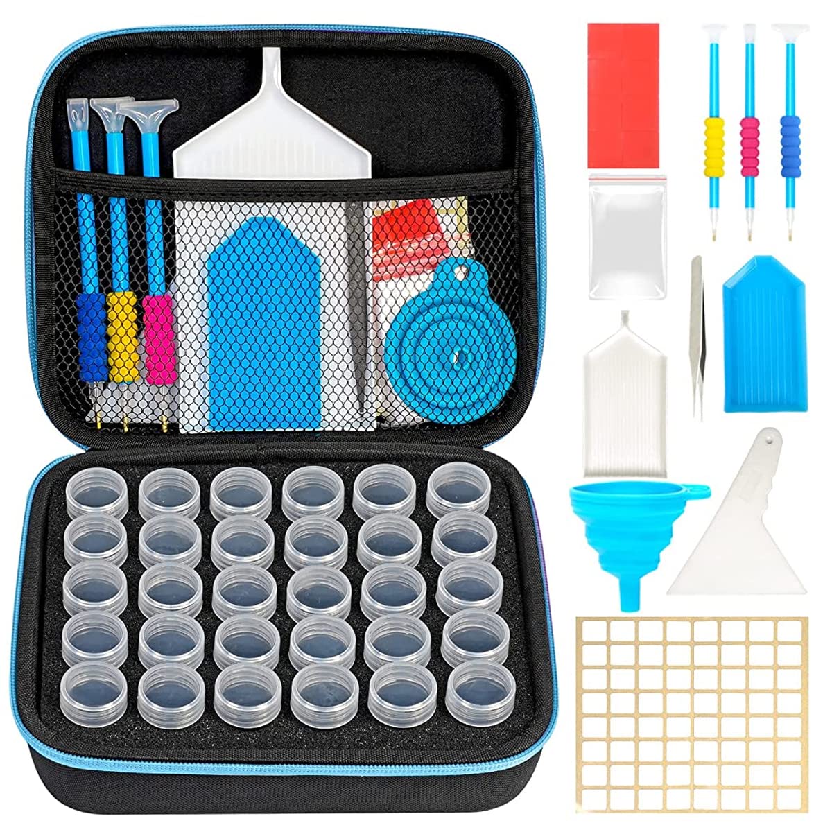 HASTHIP Diamond Painting Tools Kit with 30 Slot Storage Case and EVA Carry Bag | DIY Art Accessories