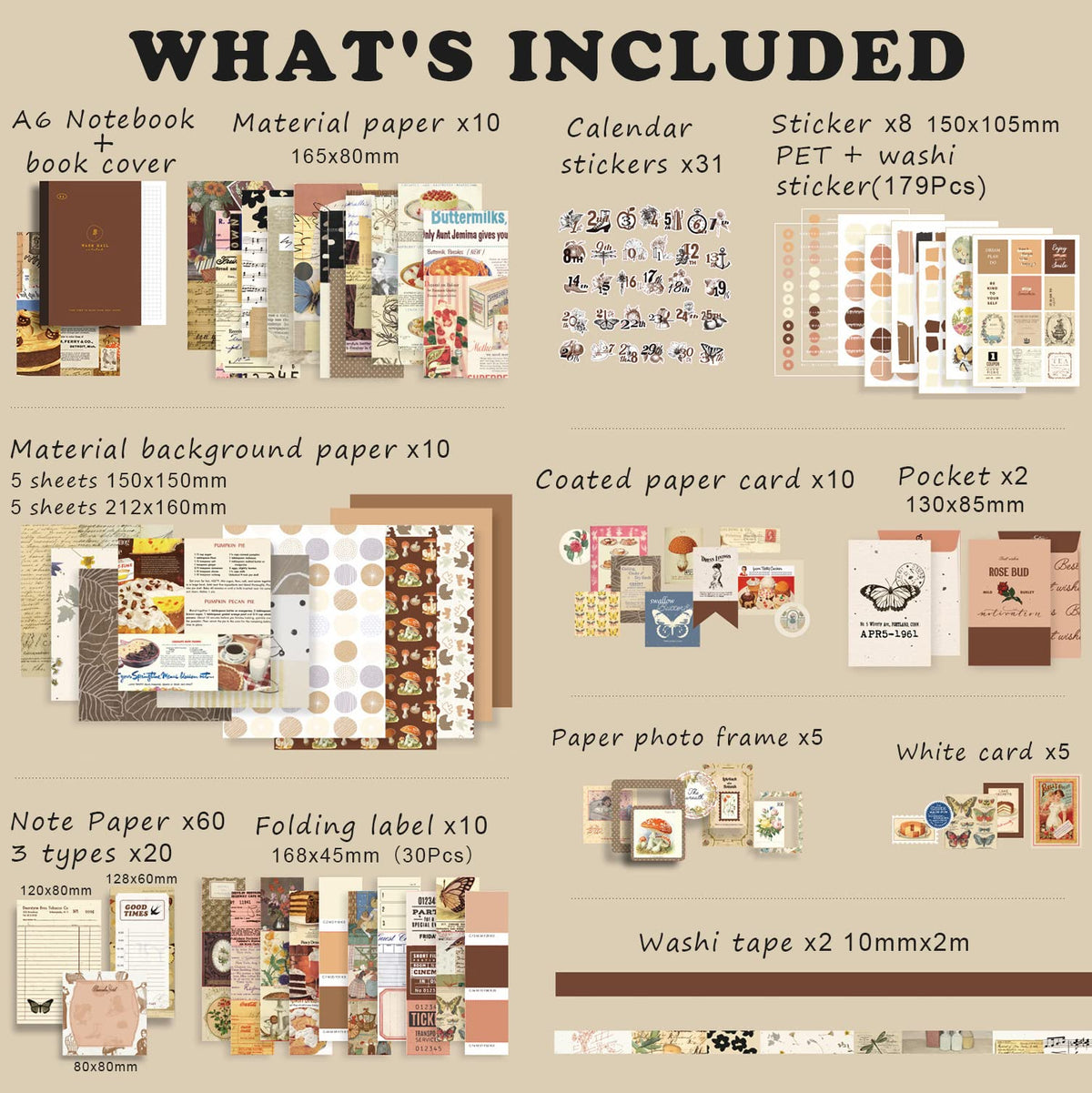 HASTHIP DIY Journaling Kit for Scrapbooking with 129 pcs A5 Notebook and Stickers | Creative Gift for Teen Girls