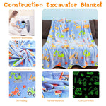 HASTHIP Glow in The Dark Blanket for Kids 200x150 cm with Soft Flannel Fleece | Cozy Cartoon Throw for Boys and Girls