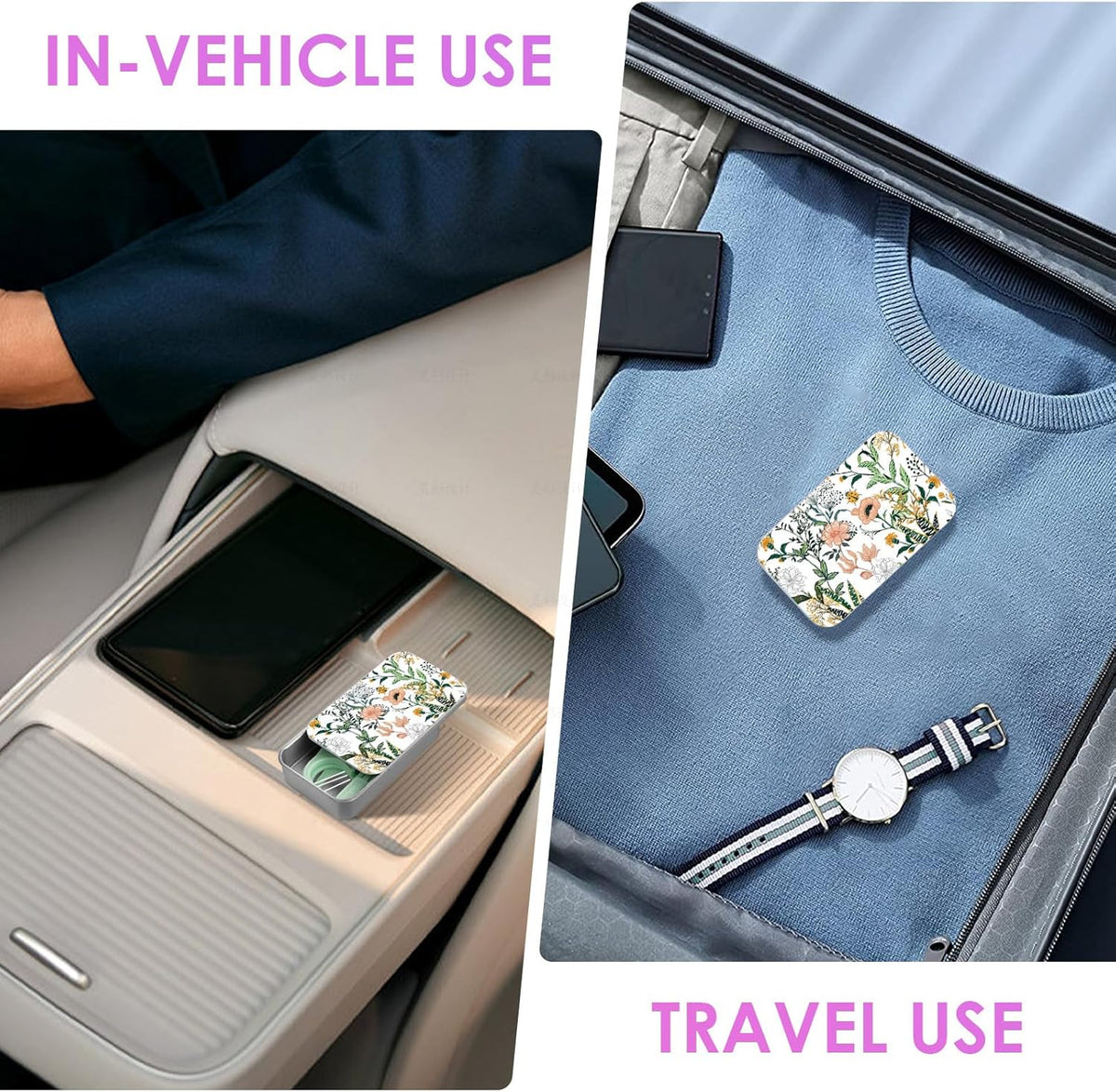 HASTHIP® 2Pcs Tin Box -5×8×1.5cm Gift Boxes Storage Container Small Floral Metal Portable Tin Container with Botanical Pattern Lid for Pills, Mints, Jewelry & Small Items