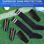 HASTHIP® Espinilleras Futbol Niños Set de 3,Protector Tibia EVA Ligero y Transpirable con Medias Compresivas y Mangas Ajustables para Fútbol,Rugby Hockey Talla S