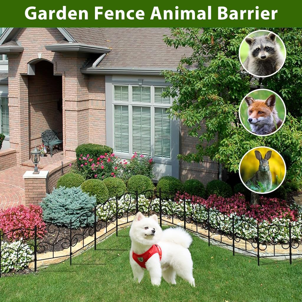 HASTHIP Metal Garden Fence for Outdoor Decoration with Connectable Design | Pack of 10 Pieces