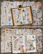HASTHIP Vintage Journal Supplies Pack for Scrapbooking and Art Journaling | 200 pcs Reusable Paper and Washi Stickers