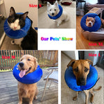 Qpets® Dog Collar, E Collar for Cats Inflatable Dog Cone Collar with Soft Cotton Cover & Velcro Strap & Adjustable Size, After Surgery for Anti-Licking Cone Collar for Cat Dog(M, 25-36cm)