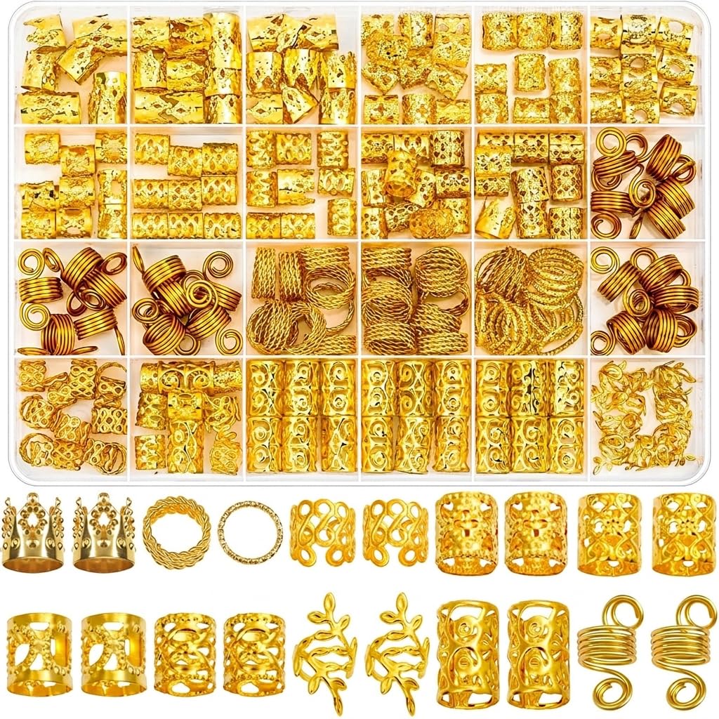 HASHITP 220-Pc Gold Hair Jewelry for Braids