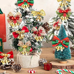 HASTHIP Christmas Bows with Bells for Tree and Gift Decor featuring Linen Ribbon | 8PCS