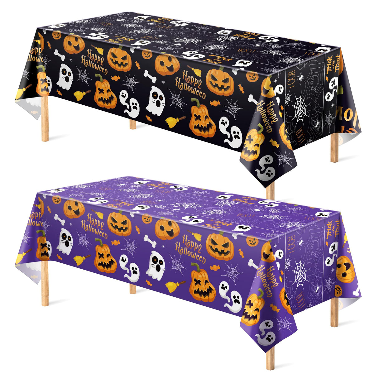HASTHIP® Halloween Decorations Table Runner - 2Pcs 130x200cm Tablecloth 4 to 6 Seaters Tablecloth Cover Halloween Party Decorations Favors Supplies for Table Decor