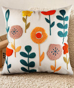 HASTHIP® Floral 3D Embroidery Pillowcase Cover - 18x18inch Decorative Pillow Cover Canvas Cushion Covers with Invisible Zipper for Living Room Couch Sofa Bed, No Insert