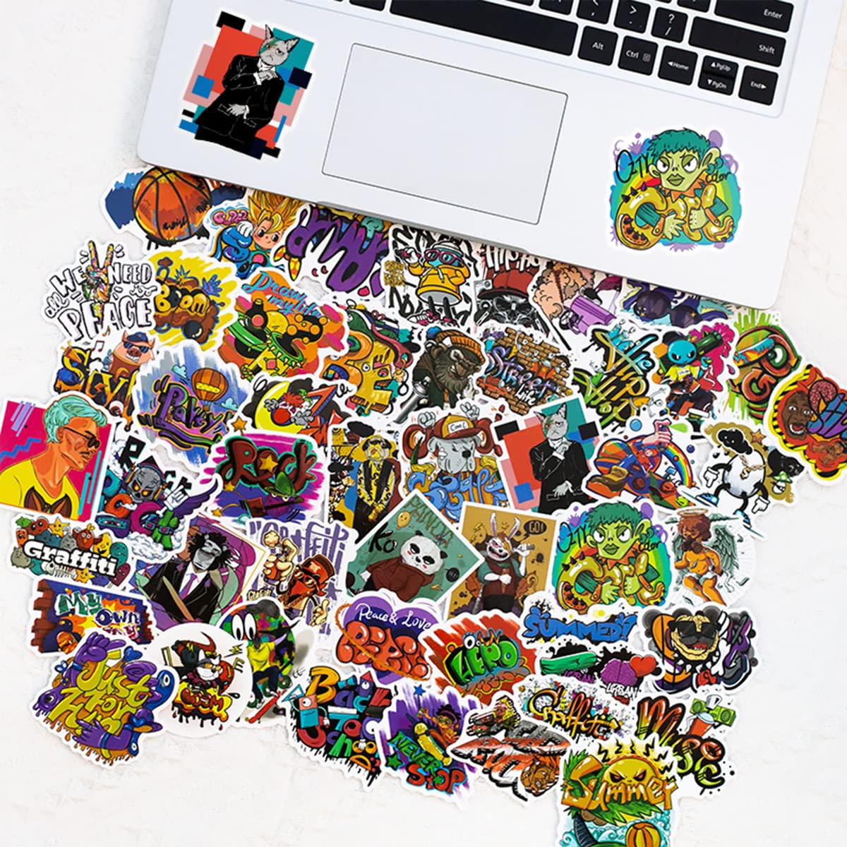 HASTHIP Laptop Stickers for Scrapbook and Journal with 50 Waterproof PVC Sheets | Reusable Adhesive Decor