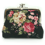 HASTHIP® Monedero Vintage con Cierre Kiss-Lock, Cartera Pequeña Floral, Bolso Portamonedas con Hebilla Retro para Mujer