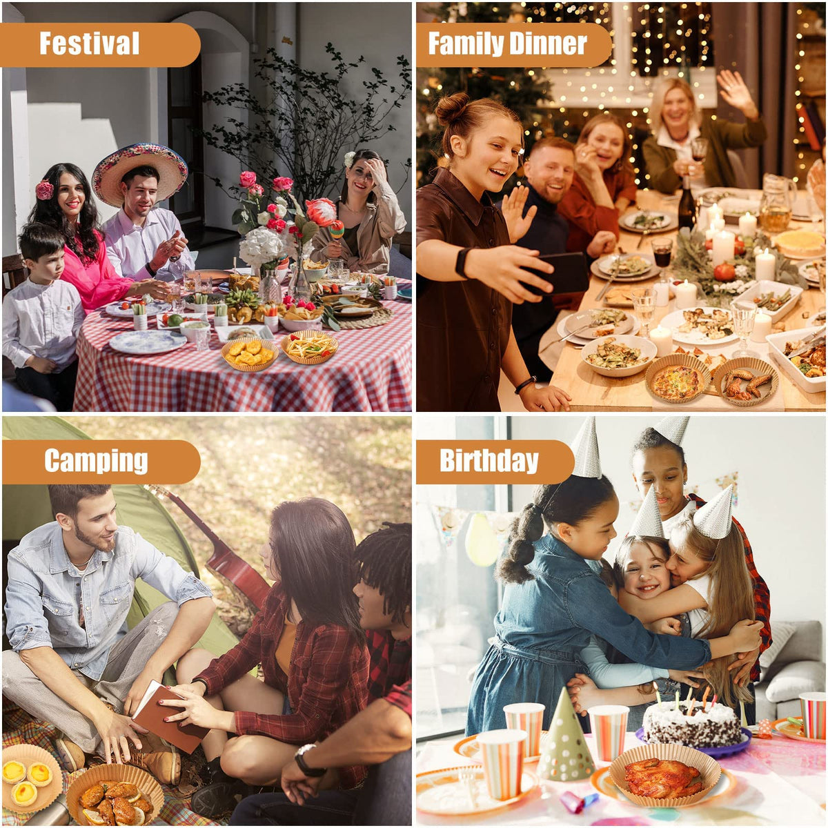 HASTHIP Air Fryer Paper Sheets 200PCS for Baking and Cooking with 4.5cm Raised Edge | Greaseproof Natural Parchment 6.3 in