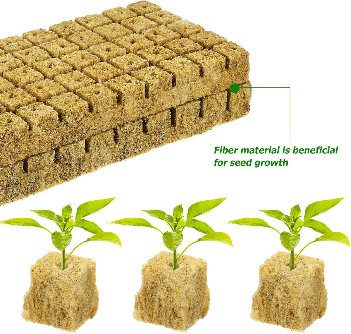 HASTHIP Seed Starter Rockwool Cubes for Hydroponics and Seedlings 100 pcs 0.98 in Cuttable Pads