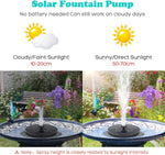 HASTHIP Solar Fountain Pump for Bird Bath and Garden with 7V 1.4W Panel | 5 Nozzles Black