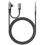 HASTHIP® 2-in-1 Nylon Braided Audio & Charging Cable, Lighting/USB-C to 3.5mm AUX Adapter with PD 30W Charging, Aluminum Shell Stereo Audio Cable Compatible for iPhone 13-17 & USB-C Devices