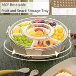 HASTHIP® upvox Split Tray Fruit Snack Box with Lid and Handle, Gray White in Color