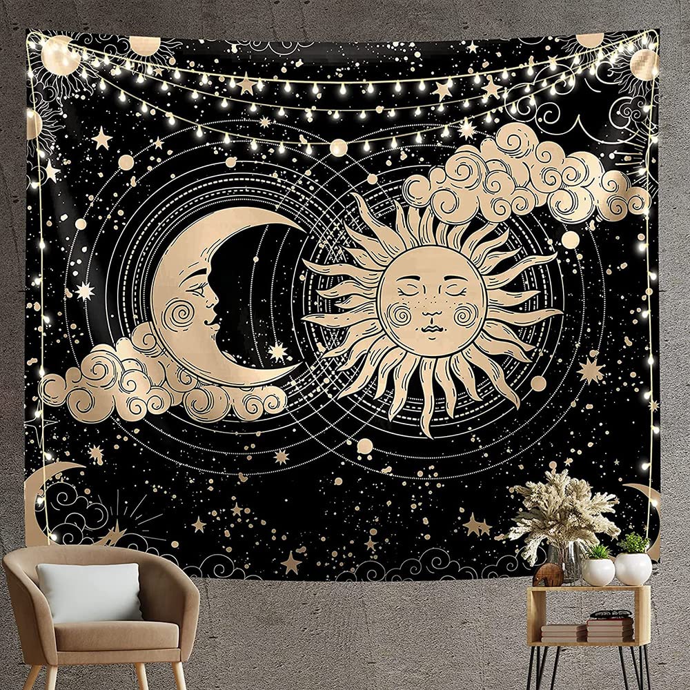 HASTHIP Sun and Moon Tapestry for Bedroom and Living Room with HD Print | 51x59 in Polyester Wall Art