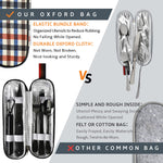 HASTHIP Portable Travel Utensils Set for Camping and Office with Zipper Case and Straw | Reusable Stainless Steel Flatware in Black