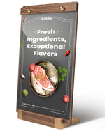 HASTHIP® 1PK Acrylic Sign Holder 8.5 x 11 with Walnut Wood Base, Clear Plastic Commercial Display Stand for Menu, Poster, Flyer, Table Paper Frame for Restaurant, Office, Store, Bar,