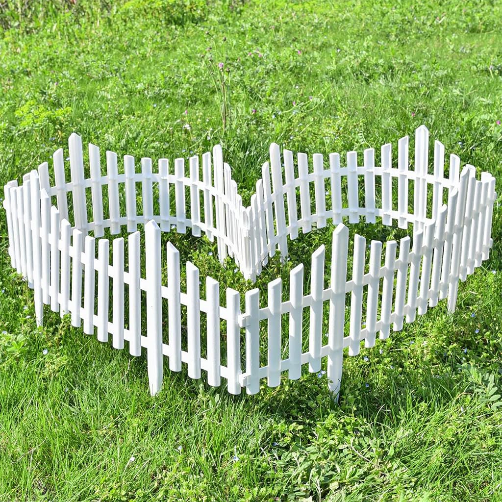 HASTHIP Garden Fence Border for Outdoor Decoration with Connectable Design 63x34cm PVC White Panels | Easy Installation for Lawn and Pathway Edging