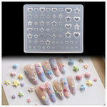 HASTHIP® 3D Nail Molds Silicone Tool for Heart Star Starburst Designs, Transparent Y2K Nail Charms Decoration DIY Art Accessories for Acrylic Gel Manicure