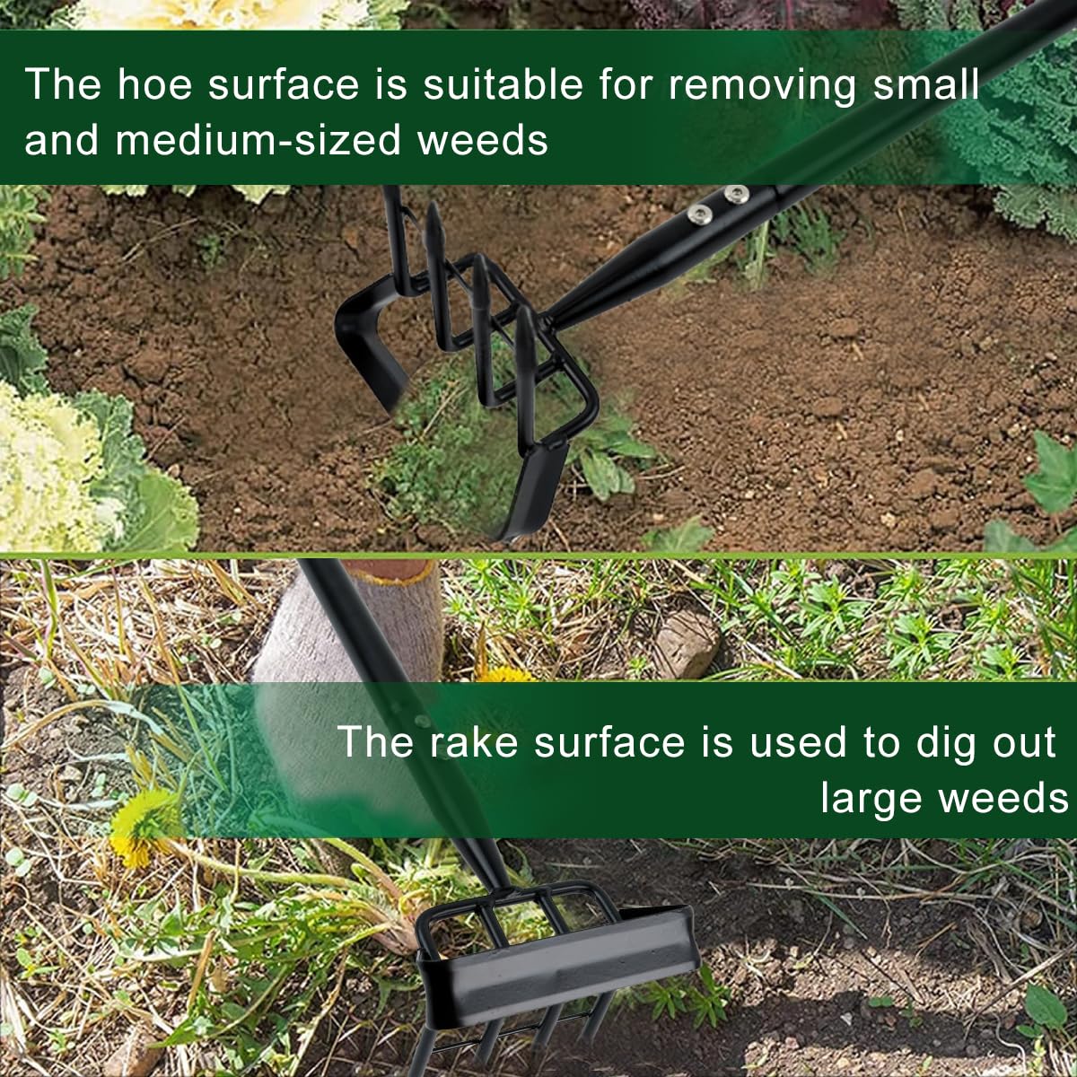 HASTHIP Gardening Manual Weeder for Lawn and Garden with 1.6m Adjustable Handle featuring 4 Claw Steel Design