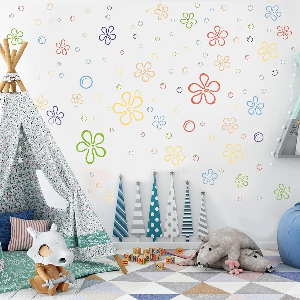 HASTHIP® 1177PCS Flowers and Bubbles Wall Decals