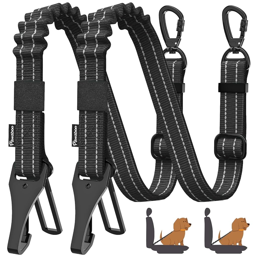 HASTHIP® 2Pack Dog Seatbelt for Car, 3-in-1 Dog Car Bungee, Shockproof Tether