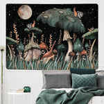 Trippy Mushroom Tapestry, Moon And Stars Tapestry Snail Tapestry Fantasy Plants And Leaves Tapestry Wall Art Tapestry Bed Cover Wall Hanging For Room(51.2 X 59.1 Inches)