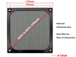 HASTHIP 120mm Fan Filter Dust Guard for PC Case with Wave-Folded Mesh | Aluminum Alloy & Black Stainless Steel