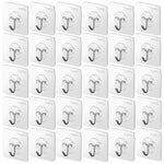 HASTHIP Wall Hooks 30 Pack for Bathroom and Kitchen featuring Strong Acrylic Backing Glue | Clear Self Adhesive Waterproof Design