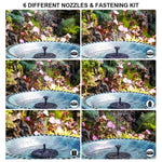 Solar Water Fountain for Garden, 1.5W Solar Water Pump with 6 Nozzles, Max 1.1m Water Column Solar Fountain for Home Garden Pond Bird Bath Pool